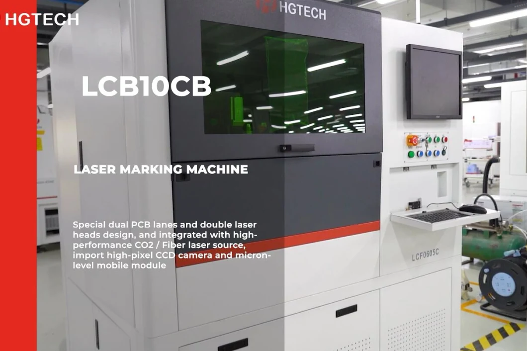 Hgtech Hot Sell Multifunctional Enclosed SMT PCB Assembly Production Line CO2/Fiber/Green/UV Fiber Laser Marking Machine for Sale